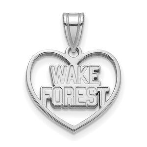 Sterling Silver Wake Forest U. Logo Heart Pendant
